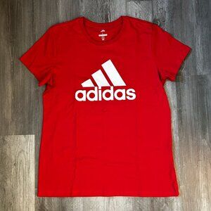 adidas t-shirt women size L red 100% cotton